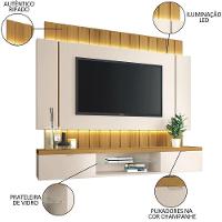 Painel Tv 55 Pol 180cm Bancada Suspensa Illusion Off/cinamomo - Hb Móveis - 3