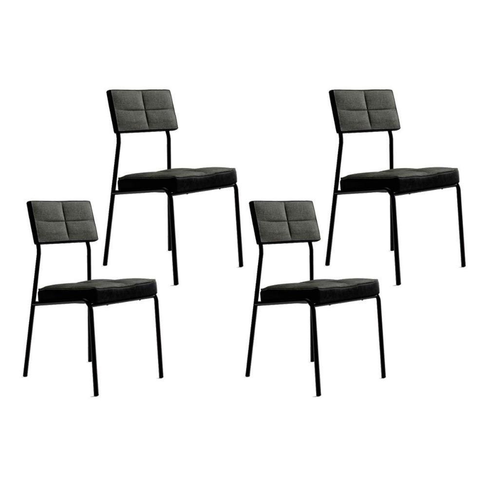 Kit 4 Cadeiras Sala Jantar Neo 1740 4 Uni Pretografite Preto Carraro - 1