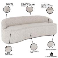 Sofá 4 Lugares Para Sala De Estar Living 230cm Theo D06 Linho Pérola - Mpozenato - 3