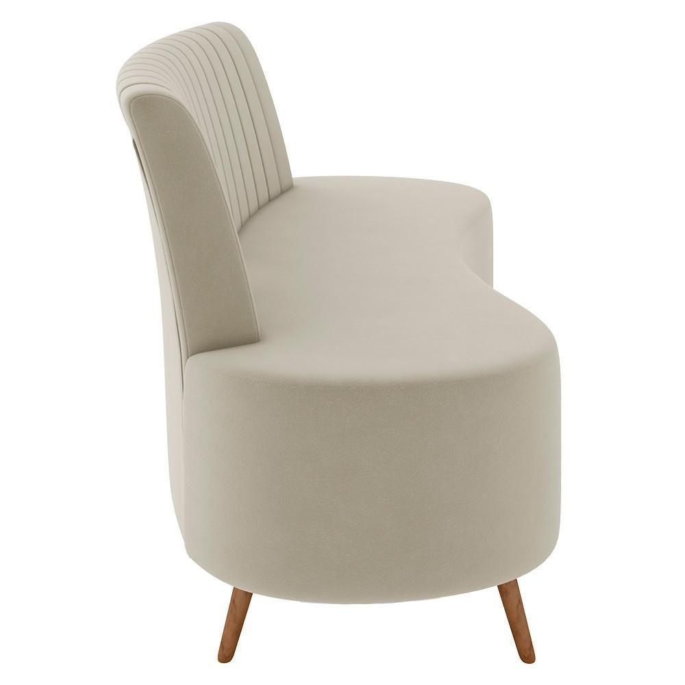 Sofá 2 Lugares Para Sala Living 135cm Pés Palito Tamar Z08 Veludo Bege - Mpozenato - 6