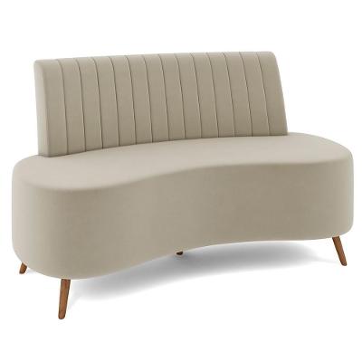 Sofá 2 Lugares Para Sala Living 135cm Pés Palito Tamar Z08 Veludo Bege - Mpozenato