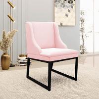 Cadeira Sala De Jantar Industrial Preto Kit 6 Liz Suede Rosa Bebê D03 - D'rossi - 3