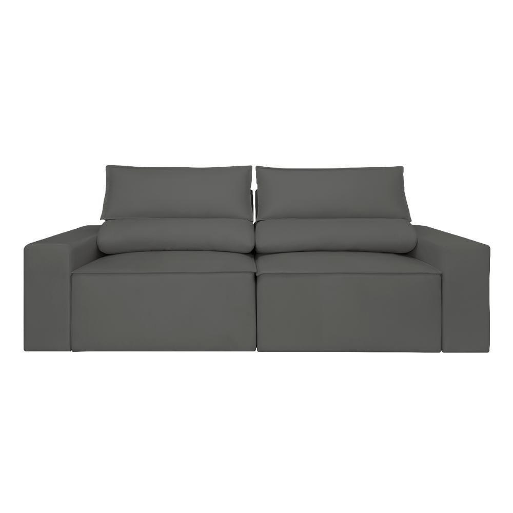 Sofá Reclinável Retrátil 2 Lugares Com Molas Balaqui Decor Cinza - 5