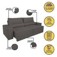 Sofá Reclinável Retrátil 2 Lugares Com Molas Balaqui Decor Cinza - 3