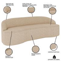 Sofá 4 Lugares Para Sala De Estar Living 260cm Theo D06 Linho Marfim - Mpozenato - 3