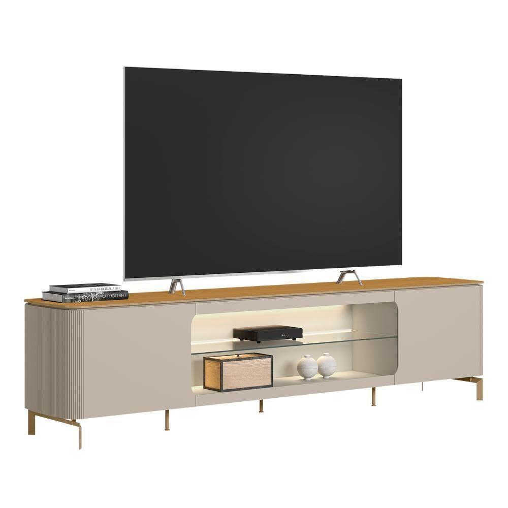 Rack Bancada Tv 85 Pol 239cm Com Led Martan Tauari/off Flex L06 - Mpozenato - 1