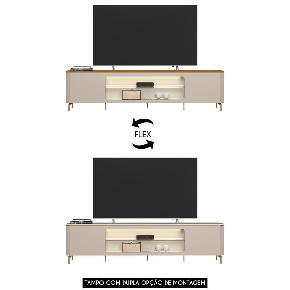 Rack Bancada Tv 85 Pol 239cm Com Led Martan Tauari/off Flex L06 - Mpozenato - 5
