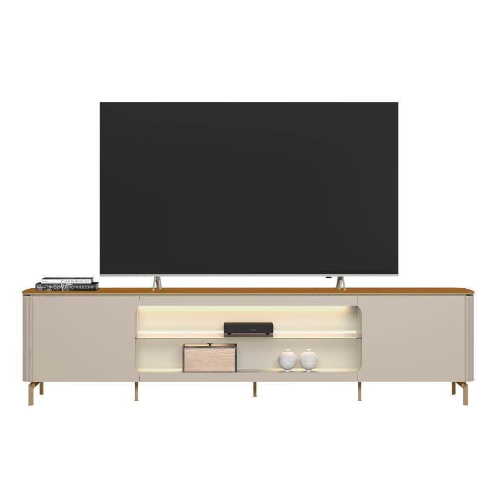 Rack Bancada Tv 85 Pol 239cm Com Led Martan Tauari/off Flex L06 - Mpozenato - 6