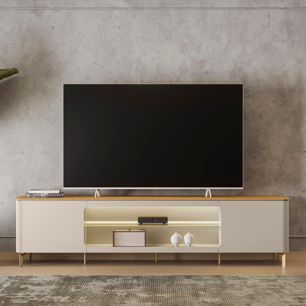 Rack Bancada Tv 85 Pol 239cm Com Led Martan Tauari/off Flex L06 - Mpozenato - 7