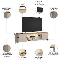 Rack Bancada Tv 85 Pol 239cm Com Led Martan Tauari/off Flex L06 - Mpozenato - 3