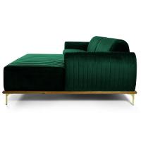 Sofá 300cm 5 Lugares Com Chaise Direito Pés Gold Molino C-303 Veludo Verde Musgo - Domi - 6