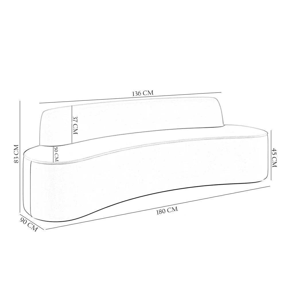 Sofá 3 Lugares Para Sala De Estar Living 180cm Koane D06 Linho Creme - Mpozenato - 4