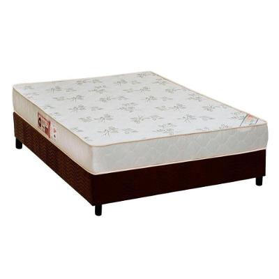 Cama Box Casal: Colchão Espuma Castor D33 Sleep Max Relax + Base CRC Suede Brown(138x188)