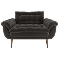 Sofá 2 Lugares Pequeno 1,25 Pés Em Madeira Maciça Xangai Veludo Cinza Matrix Veludo Cinza - 1