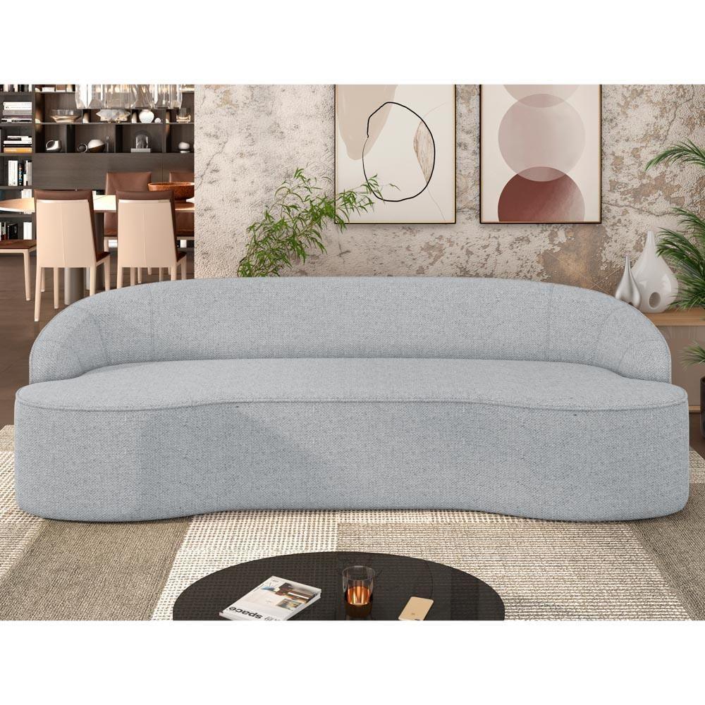 Sofá 4 Lugares Para Sala De Estar Living 260cm Theo D06 Linho Cinza Claro - Mpozenato - 2