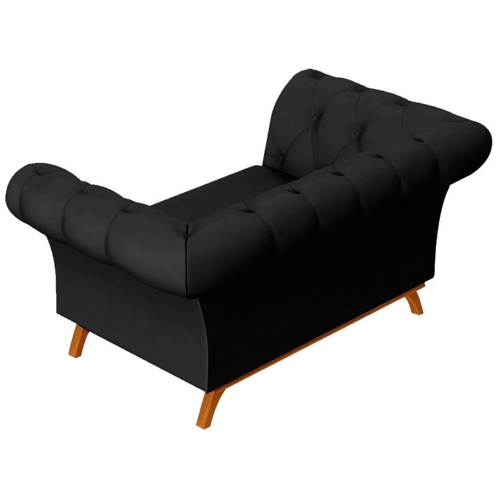 Sofá 150cm 2 Lugares Base Madeira Império C-300 Veludo Preto - Domi - 5