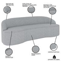 Sofá 3 Lugares Para Sala De Estar Living 180cm Theo D06 Linho Cinza Claro - Mpozenato - 3