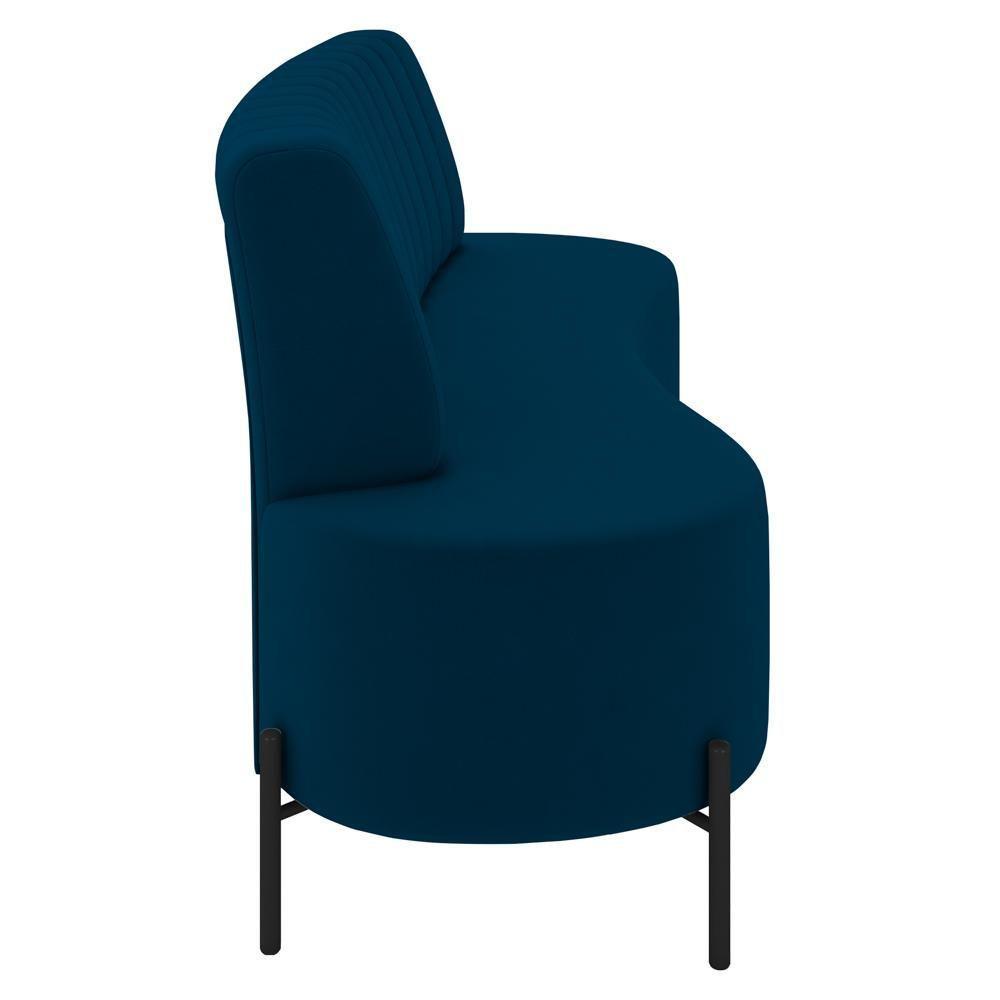 Sofá 2 Lugares 135cm Pés Aço Preto Tamar Z08 Veludo Azul - Mpozenato - 6