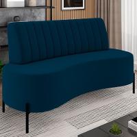 Sofá 2 Lugares 135cm Pés Aço Preto Tamar Z08 Veludo Azul - Mpozenato - 2