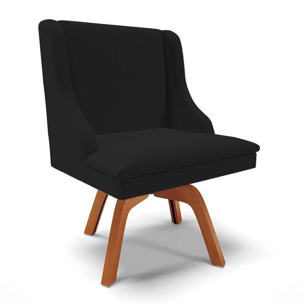 Kit 2 Cadeiras Estofadas Giratória Para Sala De Jantar Lia Linho Preto - Ibiza - 2