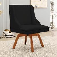 Kit 2 Cadeiras Estofadas Giratória Para Sala De Jantar Lia Linho Preto - Ibiza - 3