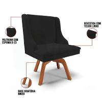 Kit 2 Cadeiras Estofadas Giratória Para Sala De Jantar Lia Linho Preto - Ibiza