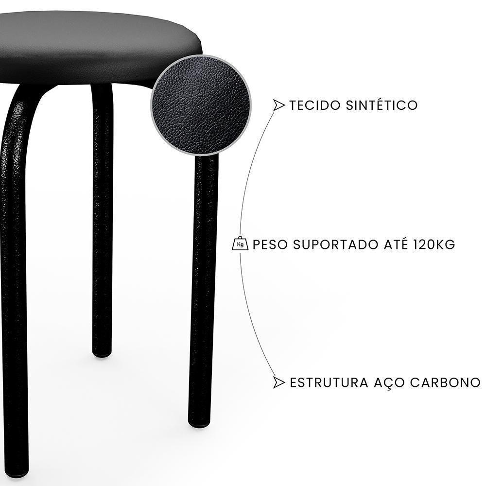 Mesa De Cozinha Bistrô Porto Preto 90cm Com 2 Banquetas Industriais Maviê Preto - Mpozenato - 8