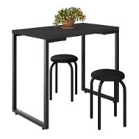 Mesa De Cozinha Bistrô Porto Preto 90cm Com 2 Banquetas Industriais Maviê Preto - Mpozenato - 1