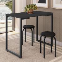 Mesa De Cozinha Bistrô Porto Preto 90cm Com 2 Banquetas Industriais Maviê Preto - Mpozenato - 2