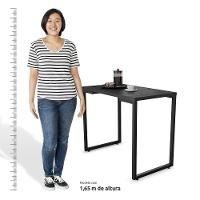 Mesa De Cozinha Bistrô Porto Preto 90cm Com 2 Banquetas Industriais Maviê Preto - Mpozenato - 5