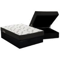 Cama Box Baú Casal: Colchão Espuma Ortobom D45 Light + Base CRC Suede Black(138x188) - 1