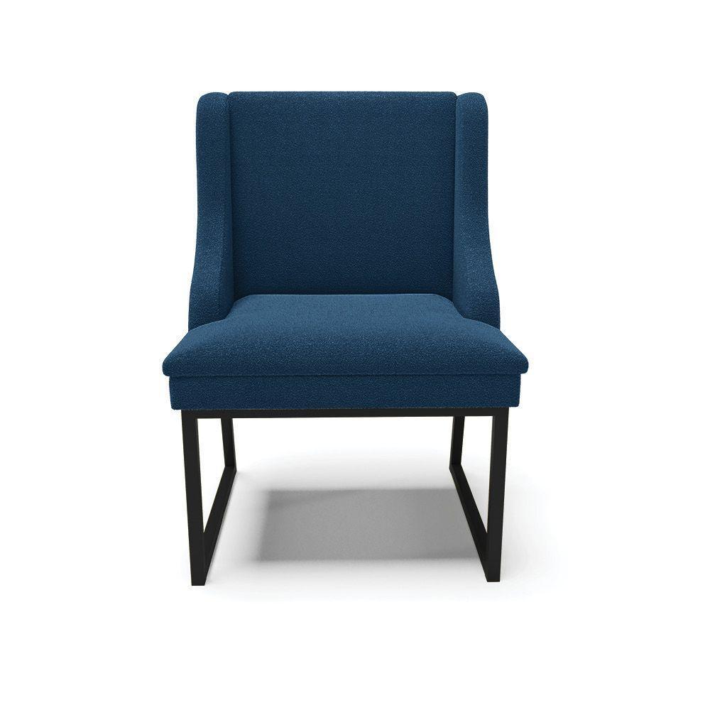 Cadeira Sala De Jantar Industrial Preto Kit 4 Liz Bouclê Azul D03 - D'rossi - 9