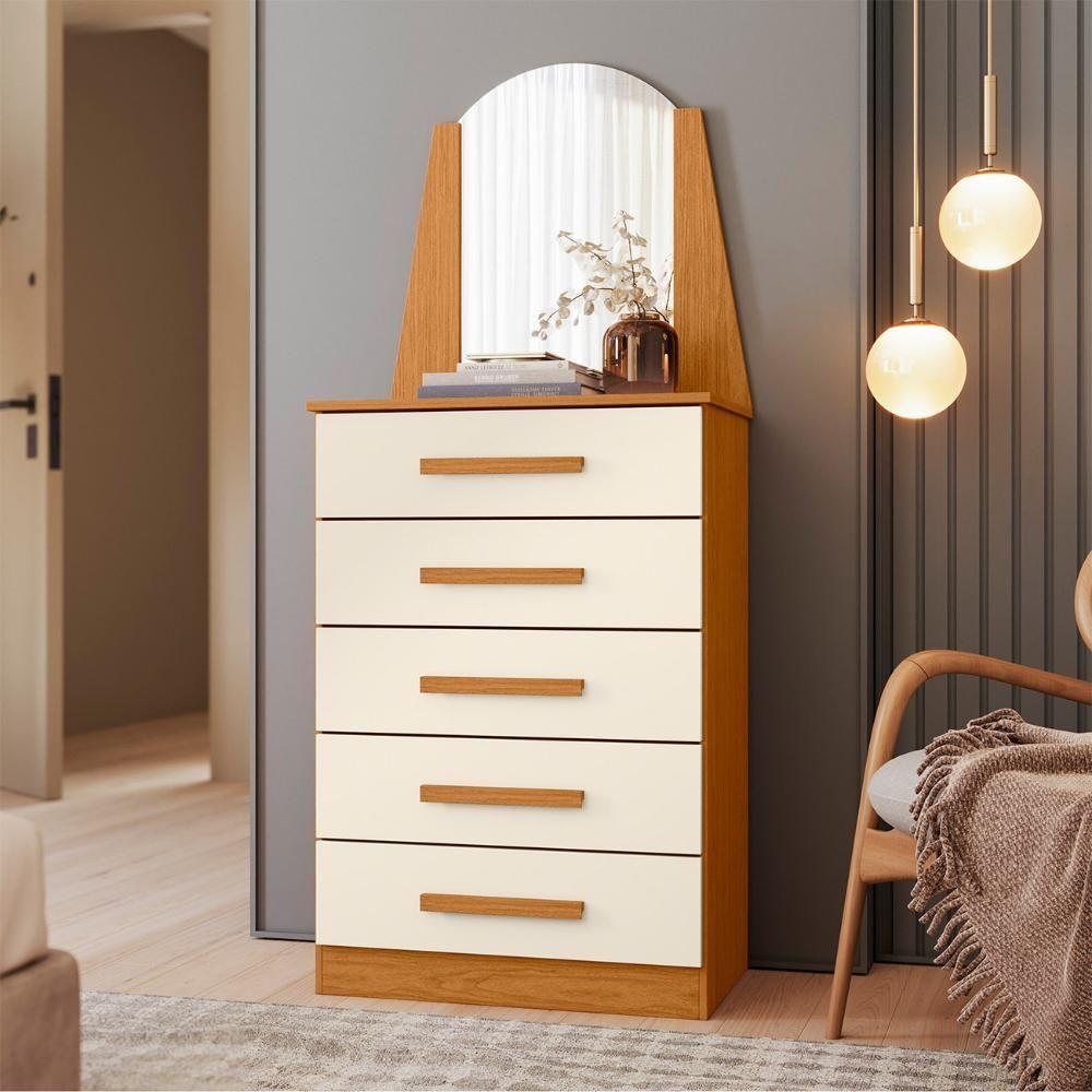 Cômoda Para Quarto Com Penteadeira Laris A02 Off-cinamomo - Mpozenato - 2
