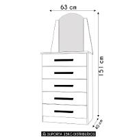 Cômoda Para Quarto Com Penteadeira Laris A02 Off-cinamomo - Mpozenato