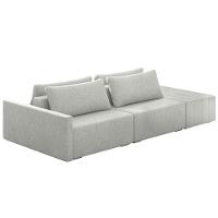 Sofá Ilha Modular Com Puff Para Sala Living 232cm Georgia Z08 Linho Cinza Claro - Mpozenato - 1