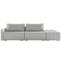 Sofá Ilha Modular Com Puff Para Sala Living 232cm Georgia Z08 Linho Cinza Claro - Mpozenato - 7