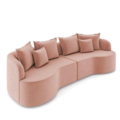 Sofá 4 Lugares Orgânico Living 250cm Mersa Veludo K01 D'rossi Rose