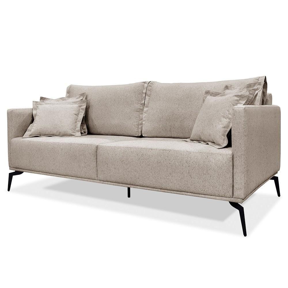 Sofá 2 Lugares 180cm Pés De Metal Vecchia S06 Linho Areia - Mpozenato - 1