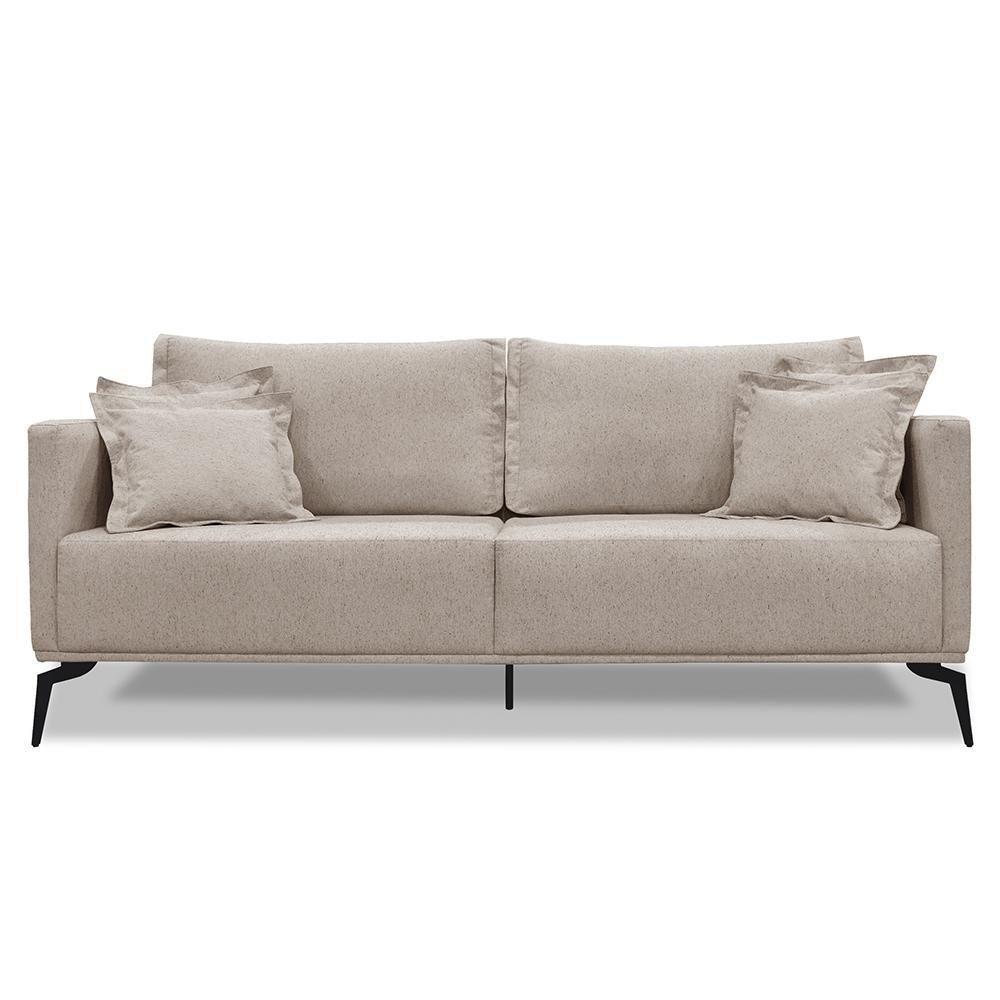 Sofá 2 Lugares 180cm Pés De Metal Vecchia S06 Linho Areia - Mpozenato - 5