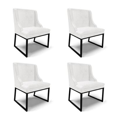 Cadeira Sala De Jantar Industrial Preto Kit 4 Liz Sint Pu Branco D03 - D'rossi
