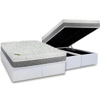 Cama Box Baú Queen: Colchão Molas MasterPocket Ensacadas Luckspuma   Aspen One Side + Base CRC Courano White(158x198) - 1
