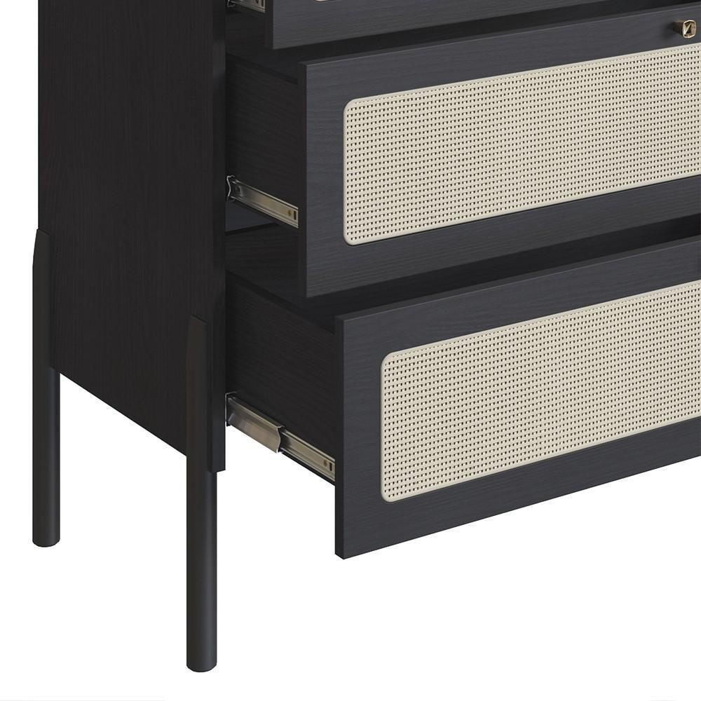 Cômoda Para Quarto 3 Gavetas Pés Madeira Arlo A10 Nero-preto - Mpozenato - 8