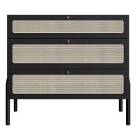 Cômoda Para Quarto 3 Gavetas Pés Madeira Arlo A10 Nero-preto - Mpozenato - 6