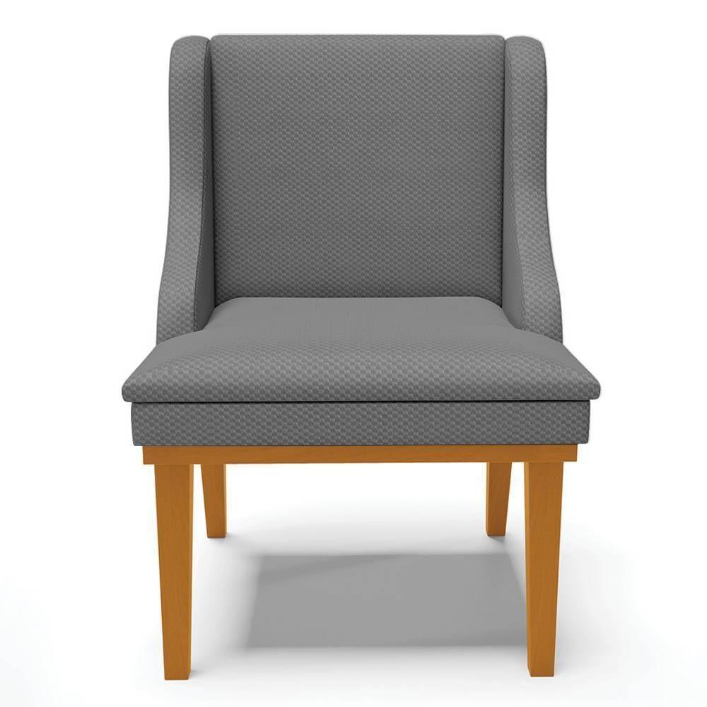 Kit 8 Cadeiras Estofadas Para Sala De Jantar Base Fixa De Madeira Castanho Lia Veludo Grafite - Ibiza - 8