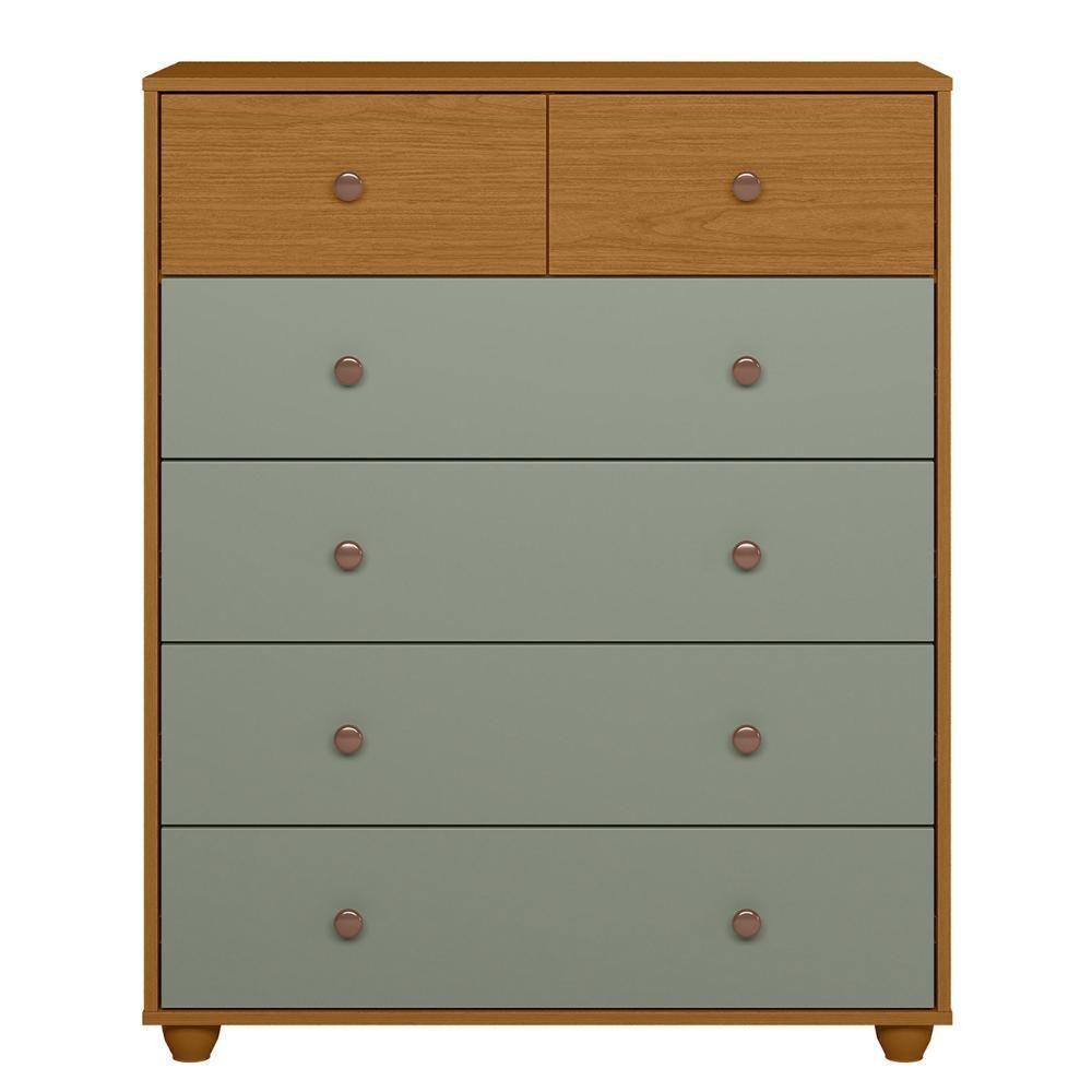 Cômoda Para Quarto 6 Gavetas 90cm Vittoria Cinamomo-salvia - Albatroz - 4