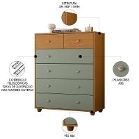 Cômoda Para Quarto 6 Gavetas 90cm Vittoria Cinamomo-salvia - Albatroz - 2