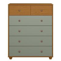 Cômoda Para Quarto 6 Gavetas 90cm Vittoria Cinamomo-salvia - Albatroz