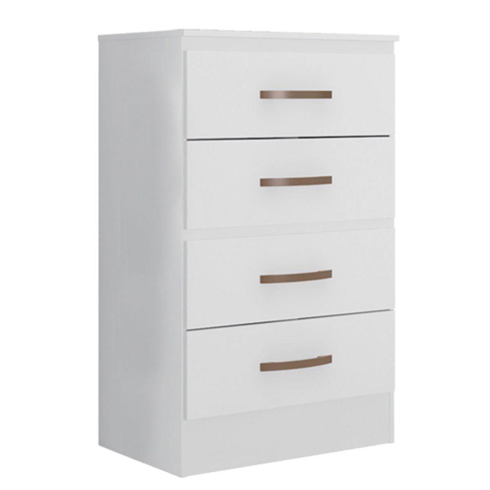 Kit Guarda-roupa Solteiro 4 Portas E Cômoda 4 Gavetas Lisa Branco - 6