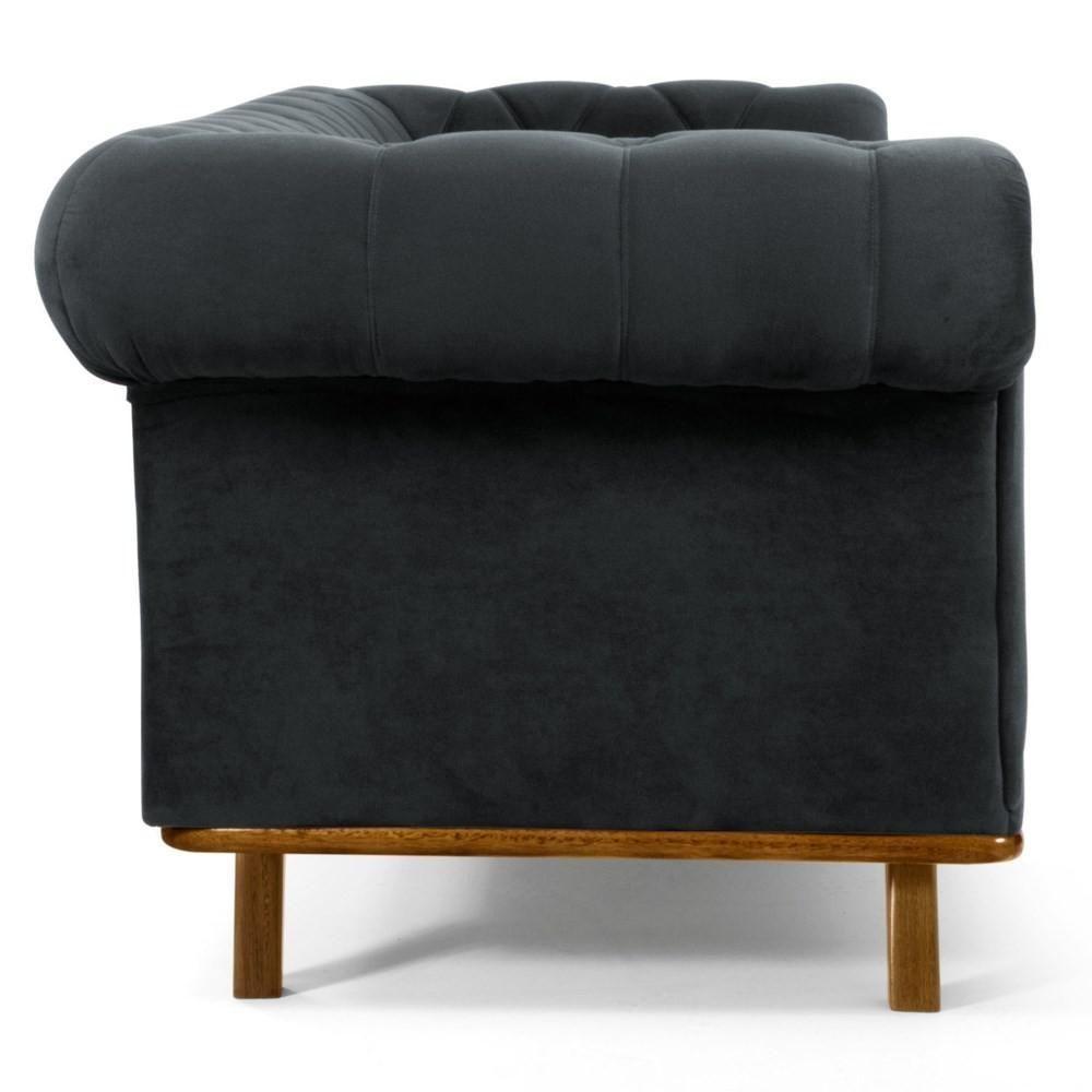 Sofá 260cm 4 Lugares Base Madeira Império C-317 Veludo Cinza - Domi - 5