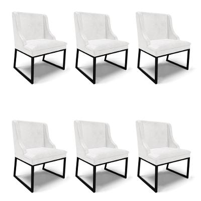 Cadeira Sala De Jantar Industrial Preto Kit 6 Liz Sint Pu Branco D03 - D'rossi